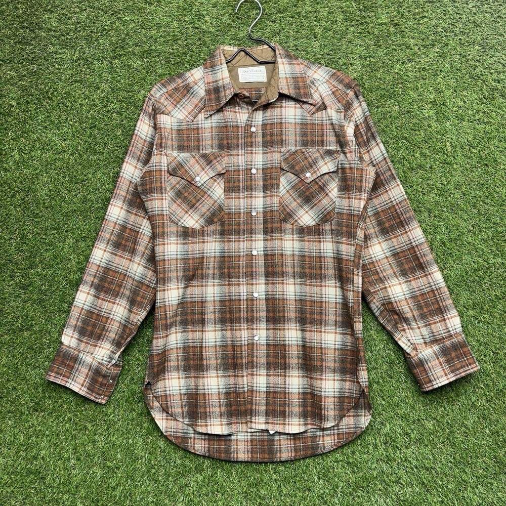 Pendleton Frontier Shirt Mens Small Pearl Snap Western Plaid Long Sleeve Work